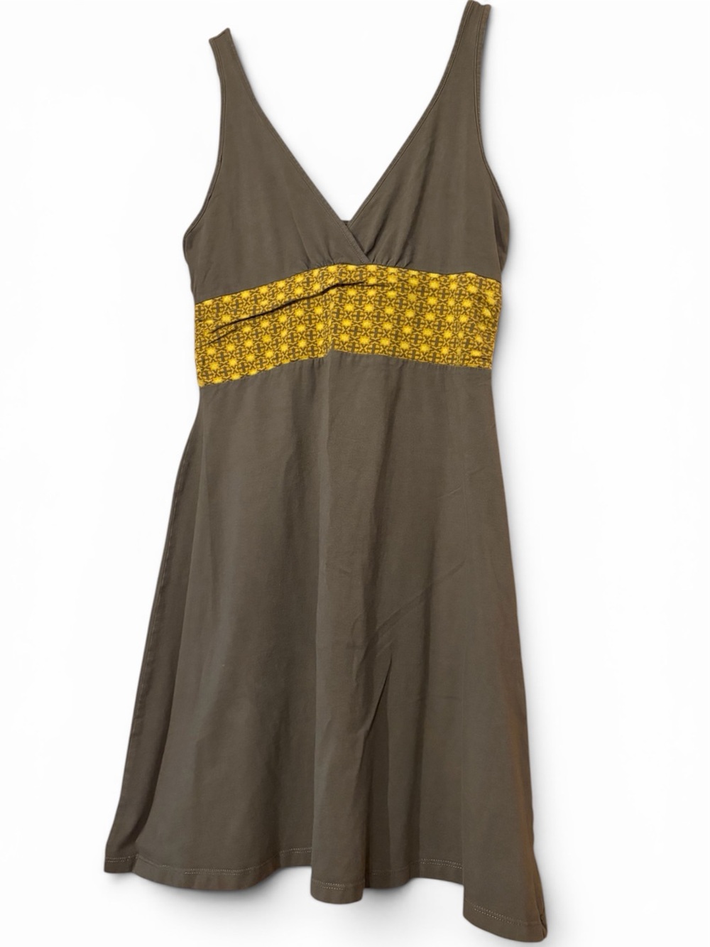 Patagonia Brown Dress with Yellow Waist Dress Organic Cotton